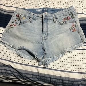 Mossimo Supply Co- High Waist Denim Short- Floral Embroidery